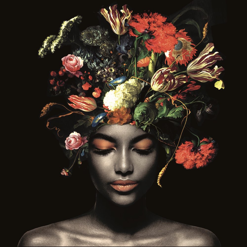 Kunsttegeltje Golden Age Flowers