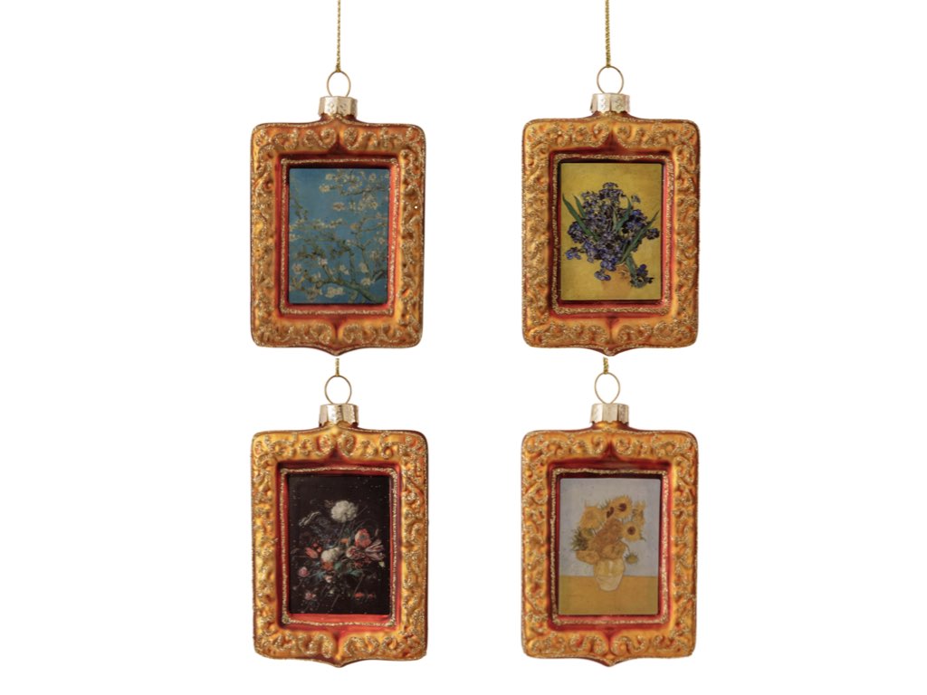 Kunsttegeltjes Kerstballen – 4 stuks - Bloemen