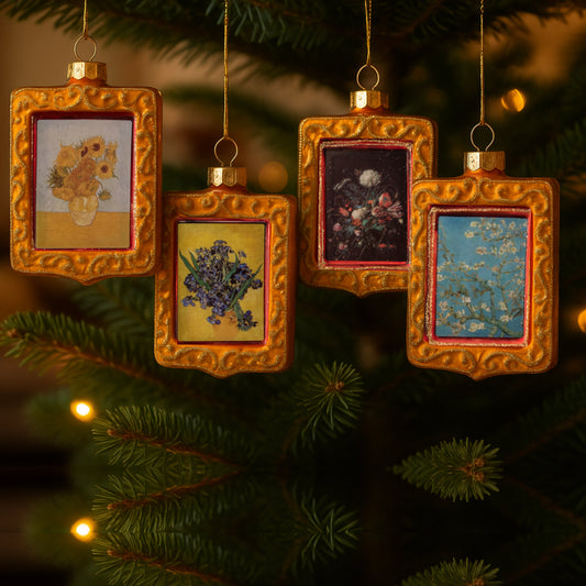 Kunsttegeltjes Kerstballen – 4 stuks - Bloemen